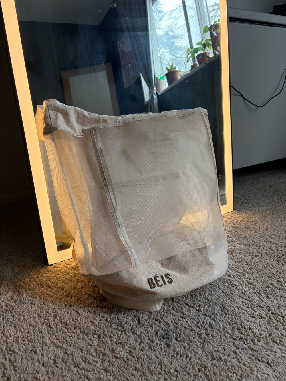 BEIS Natural Mesh Canvas Tote